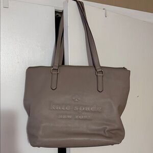 Kate Spade classic zip top Tote. Taupe